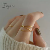 New Trendy Simple Three Layered Golden Ring for Women Exquisite Stainless Steel Ring Sweet Cool Party Jewelry Gifts