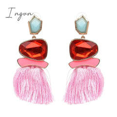 Ingvn - Bohemia Multicolored Tassel Earrings For Women Fashion Party Jewelry Fringe Dangle Earrings Statement Brincos 2023 Trend