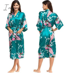 Ingvn - Silk Kimono Robe Bathrobe Women Satin Robe Silk Robes Night Sexy Robes Night Grow For Bridesmaid Summer Plus SizeS-XXXL