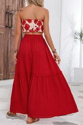 Ingvn - Floral Tube Top and Maxi Skirt Set