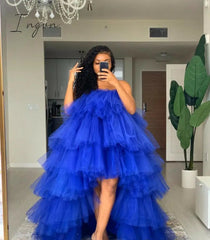 Ingvn - Fashion Hi Low Puffy Tiered Tulle Women Drsee Plus SizeTo Party Dresse Pretty Tulle Dressing Royal Blue Tutu Women Orchid Dress