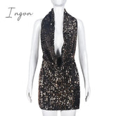 Ingvn - Sequin Mini Black Dress Sexy Club Party Bodycon Fashion Evening Dresses Women 2023 Summer Clothing Elegant Luxury Hoodie Dresses