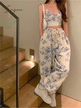 Ingvn - Pants Sets Woman Summer Camisole Short Top High Waist Pant Wide Leg Casual Korean Fashion Two Piece Suits Women Clothing