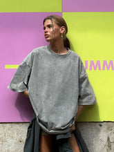 Ingvn Retro T-shirt Men Women Vintage Short-sleeve Wax printing T Shirts Solid Color Hip Hop Loose Tees