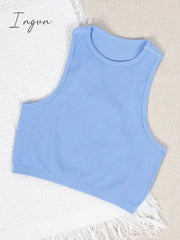 Ingvn - Crop Top Women Fashion Basic Sleeveless Sport Vest Solid Color Fitness Tank Top Seamless Streetwear Base Tees Tops