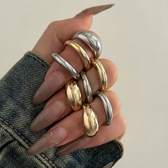 INGVN 8Pcs/Set Creative Smooth Water Drop Rings for Women Vintage Geometric Adjustable Open Finger Nail Ring Couple Wed Accessories