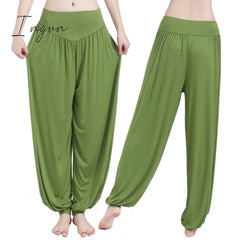 Ingvn - Women Harem Pants Casual Loose Cotton Solid Elastic Waist Wide Leg Pants Plus Size Loose Long Bloomers Trousers 15 Colors