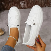 Comfortable White Slip-On Sneakers - Ultra-Comfortable Design, Easy Slip-On Style, Low-Profile Top for Casual Look, Versatile for Various Occasions - Designed Specifically for Active Women, Perfect for Daily Errands, Outdoor
