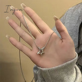 Y2K Hollow Star Pendant Necklace for Women Egirl Cute Korean Fashion Punk Clothing Pentagram Sweater Neck Chain Trend Jewelry