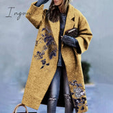 Ingvn - Trends Hot Sale Autumn Winter Long Sleeve Pocket Green Outwear Casual Loose Blend Wool Long Overcoat Women Vintage Button Cardigan Tops Jackets