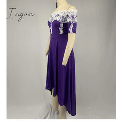 Ingvn - Plus size 5xl one-shoulder lace lace irregular dress female slim backless dress sexy elegant Ol party dress casual summer dress