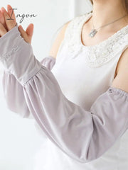 Ingvn - Solid Color Ice Silk Loose Sun Protection Sleevelet