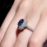 Ingvn - Wedding Anniversary Ring with Oval Cutting Blue Cubic Zirconia Luxury Jewelry Valentines Gift Fashion Rings for Women