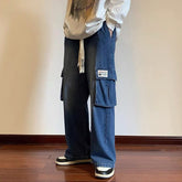 Japanese Streetwear Corduroy Pants Women Vintage Brown Cargo Pants Women Pockets Oversized Korean Style Wide Leg Trousers