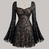 Long Sleeve Chic Off-Shoulder A-Line Dress for Women with Sexy Waist-Cinching, Tie Detail, Machine Washable