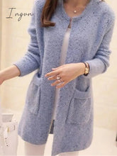 Ingvn - Women's Pullover Sweater Jumper Jumper Ribbed Knit Pocket Solid Color Crew Neck Stylish Casual Daily Going out Fall Winter Pink Wine One-Size