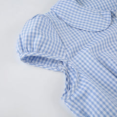 Women Plaid Shirts Short Sleeve Button Closure Summer Tops and Blouses Streetwear for Casual Daily