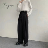 Ingvn - 2023 New Black Suit Pants Men Fashion Social Mens Dress Pants Korean Loose Oversized Wide Leg Pants Mens Formal Trousers M-2XL