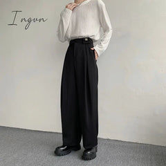 Ingvn - 2023 New Black Suit Pants Men Fashion Social Mens Dress Pants Korean Loose Oversized Wide Leg Pants Mens Formal Trousers M-2XL