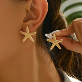 1 Pair of Cute Starfish Stud Earrings for Women, Made of Zinc Alloy Iron Post, No Plating, Versatile Daily Wear and Music Festival Accessories