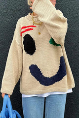Ingvn - Casual Solid Contrast Weave O Neck Tops