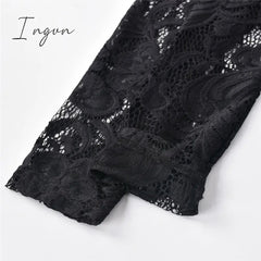 Ingvn - Tassel Stitching Sexy Dress For Women Evening Clubbing Party Square Collar Halter Hollow Out Backless Lace Mini Dress