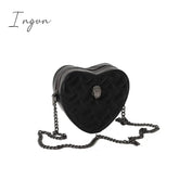 Ingvn - Women Simple Handbag Colorful Heart Shaped Bag 2024 Ladies Metal Shoulder Strap Crossbody Bag Eagle Pattern Design Rainbow Bag