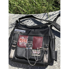 Ingvn Women Y2k Shoulder Bag Fashion Chains Designer Grunge Bags Pu Leather Aesthetic Crossbody Handbags Hiphop Street Style Cool Girl