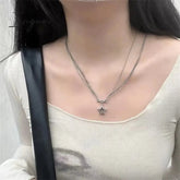 Fashion Double layer chain Hollow Star Pendant Necklace for Women Korean Punk Neck Chain Fashion Y2K Aesthetic Jewelry
