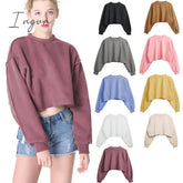 Ingvn - Thick Cotton Oversized Women Sweatshirt Hoodies Casual Loose Long Sleeve Harajuku Streetwear Crop Pullover Plus Size Ropa Mujer