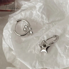 Korean Fashion Geometric Earrings Asymmetric Flower Star Earrings for Women Men Hip Hop Earrings Jewelry Accessories Gift