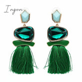 Ingvn - Bohemia Multicolored Tassel Earrings For Women Fashion Party Jewelry Fringe Dangle Earrings Statement Brincos 2023 Trend
