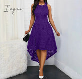 Ingvn - Women Sexy Lace Sleeveless Elegant Summer Irregular Swing Long Dresses