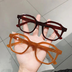 INGVN Fashion Irregular Square Women Optical Glasses Frame Clear Anti Blue-Ray Lens Eyewear Vintage Men Wine Red Champagne Frame
