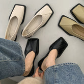 Summer Shoes Ladies Female Footwear Square Toe Women's Moccasins Autumn Casual Sneaker Shallow Mouth Soft Retro Dress Fall