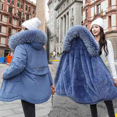 Ingvn - New Cotton Thicken Warm Winter Jacket Coat Women Casual Parka Winter Clothes Fur Lining Hooded Parka Mujer Coats Jacket