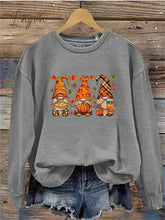 Ingvn - Women's Pullover Christmas Sweatshirt Fashion Black White Purple Gnome Christmas Round Neck Long Sleeve Top Micro-elastic Fall & Winter