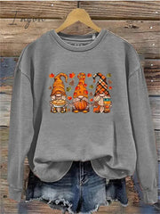 Ingvn - Women's Pullover Christmas Sweatshirt Fashion Black White Purple Gnome Christmas Round Neck Long Sleeve Top Micro-elastic Fall & Winter