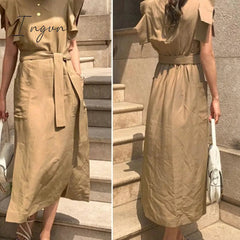 Ingvn - Sexy Sleeveless Summer Dress Sexy Ruffle Maxi Long Dress With Belt Women Bohemian Sundress Party Vestido Autumn Robe