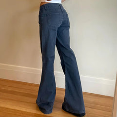 Blue Low Rise Jeans Casual Baggy Straight Denim Pants y2k Streetwear Basic Women Jeans Vintage 90s Trousers Korean Style