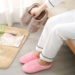 Women's Plush Cozy Slippers - Warm, Anti-Slip, Quiet, Easy On/Off Solid Color Indoor Footwear