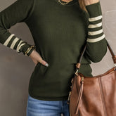Stylish Color Block Crew Neck Sweater - Soft, Cozy, and Elegant Long Sleeve Winter Knitwear for Women - Perfect for Fall and Winter Fashion, Casual Daily Wear, and Outdoor Activities