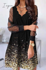 Ingvn - Sweet Elegant Floral Lace V Neck A Line Dresses(5 Colors)