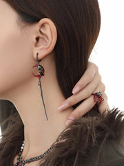 INGVN 2024 New Rose Crescent Set Asymmetrical Earrings For Women's Goth Jewelry Party Gifts