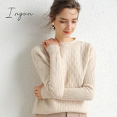 Ingvn - 100% Merino Wool Cashmere Sweater Women Winter Warm O-Neck Long Sleeve Ladies Pullover