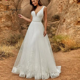Ingvn - 2 In 1 Wedding Jumpsuit With Detachable Skirt Two Pieces Bridal Dresses Pants Suit For