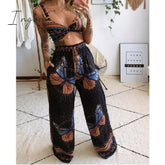 Ingvn - 2 Pecs Suit Summer Tracksuit Sets Womens Outfits Boho Beach Style Print Underwear Loose