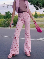 Ingvn - 2023 Fashion Trends Y2K Pink Pants Heart Printed Sweet Trousers Vintage Aesthetic Party