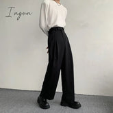 Ingvn - 2023 New Black Suit Pants Men Fashion Social Mens Dress Korean Loose Oversized Wide Leg