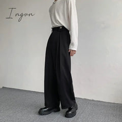 Ingvn - 2023 New Black Suit Pants Men Fashion Social Mens Dress Korean Loose Oversized Wide Leg
